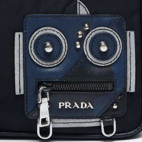 PRADA Robot Patch Pochette en nylon noir WS14207