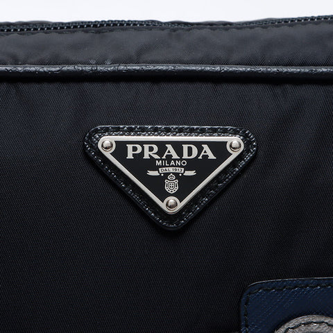 PRADA Robot Patch Nylon Clutch bag black WS14207