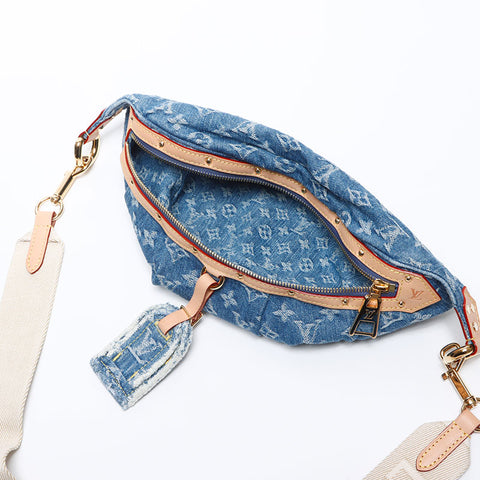 LOUIS VUITTON High Rise Denim Monogram Waist bag blue WS14215