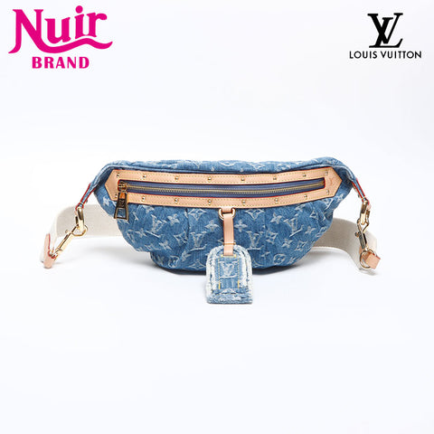 LOUIS VUITTON High Rise Denim Monogram Waist bag blue WS14215