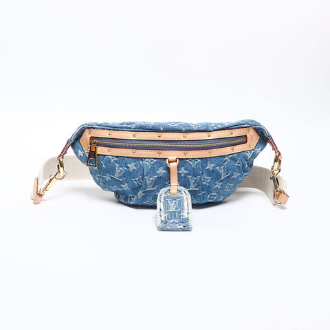 LOUIS VUITTON High Rise Denim Monogram Waist bag blue WS14215