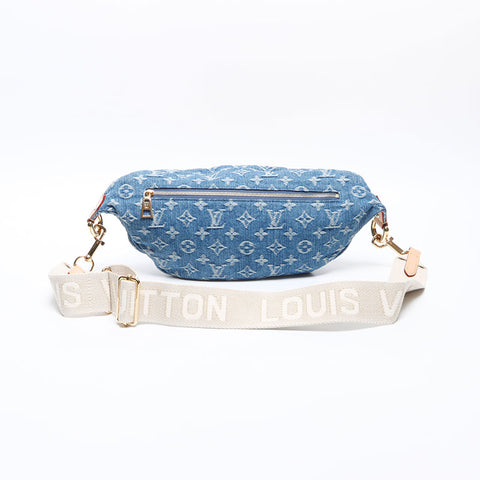 LOUIS VUITTON High Rise Denim Monogram Waist bag blue WS14215