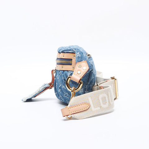LOUIS VUITTON High Rise Denim Monogram Waist bag blue WS14215