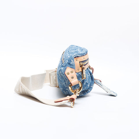 LOUIS VUITTON High Rise Denim Monogram Waist bag blue WS14215