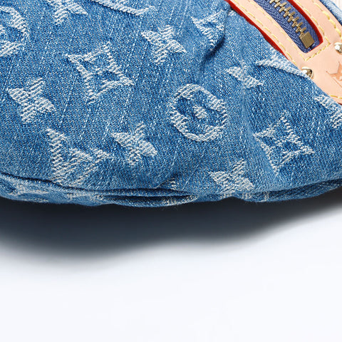 LOUIS VUITTON High Rise Denim Monogram Waist bag blue WS14215