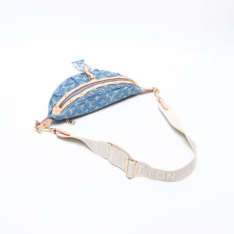 LOUIS VUITTON High Rise Denim Monogram Waist bag blue WS14215