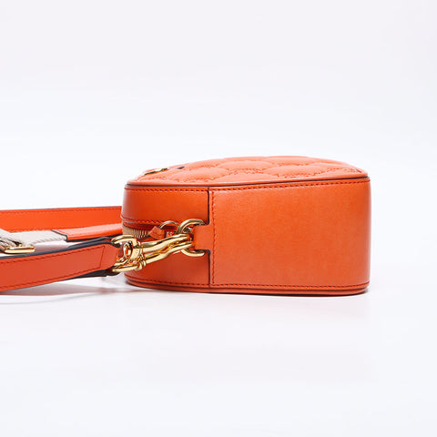 GUCCI Leather GG Matelasse Shoulder Bag Orange WS14219