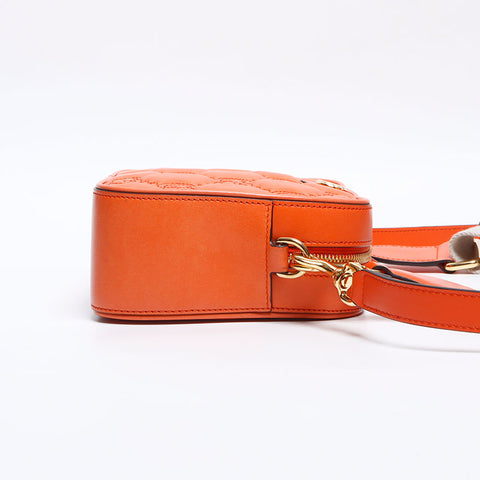 GUCCI Leather GG Matelasse Shoulder Bag Orange WS14219
