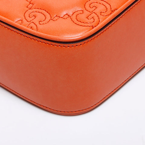 GUCCI Leather GG Matelasse Shoulder Bag Orange WS14219