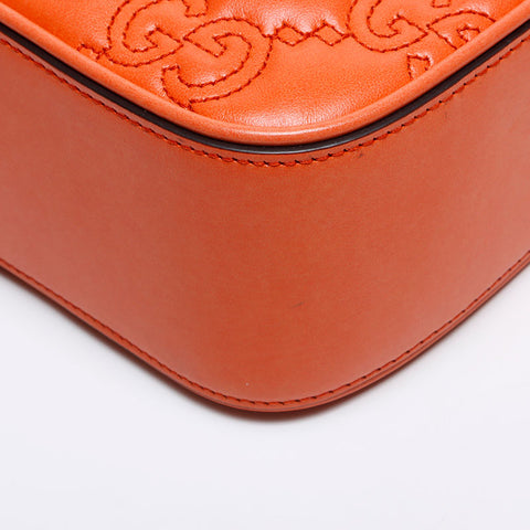 GUCCI Leather GG Matelasse Shoulder Bag Orange WS14219