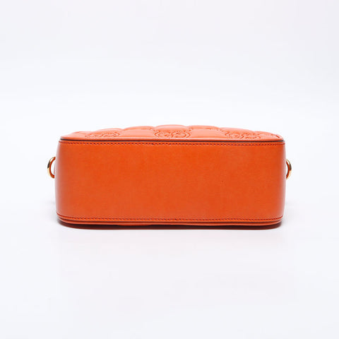 GUCCI Leather GG Matelasse Shoulder Bag Orange WS14219
