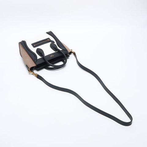 CELINE Luggage Nano Leather 2way 2016 Handbag white WS14222