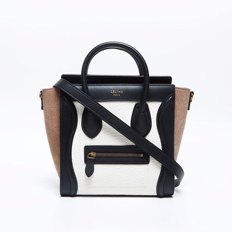 CELINE Luggage Nano Leather 2way 2016 Handbag white WS14222