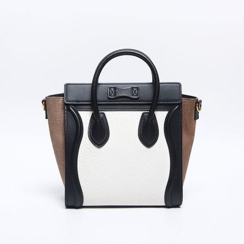 CELINE Luggage Nano Leather 2way 2016 Handbag white WS14222