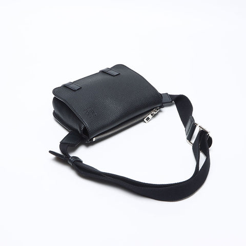 LOEWE Military Leather Body Bag Waist bag black WS14234