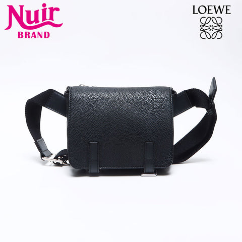 ロエベ LOEWE ミリタリー レザー ボディーバッグ ウエストバッグ ブラック WS14234