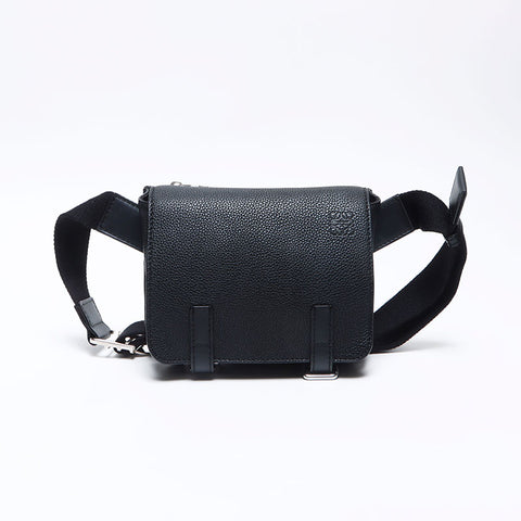 ロエベ LOEWE ミリタリー レザー ボディーバッグ ウエストバッグ ブラック WS14234