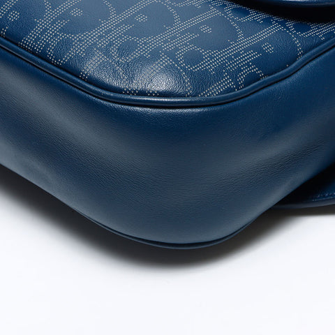 クリスチャンディオール Christian Dior オブリーク レザー ボディバッグ ウエストバッグ ブルー WS14237