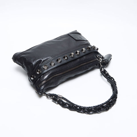 グッチ GUCCI スタッズ レザー ショルダーバッグ ブラック WS14239