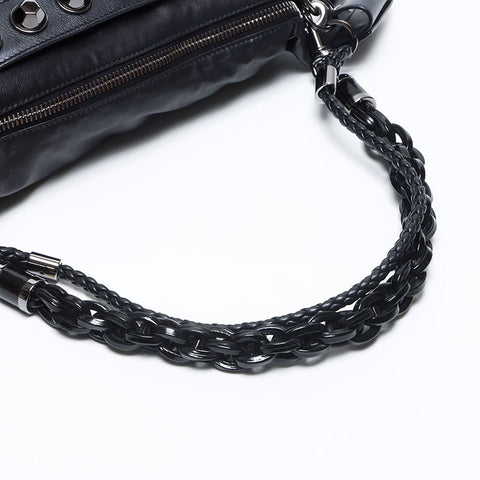 GUCCI Studded leather Shoulder Bag black WS14239
