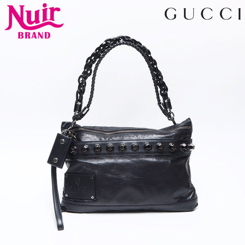 グッチ GUCCI スタッズ レザー ショルダーバッグ ブラック WS14239