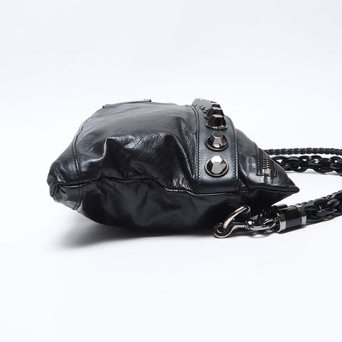 GUCCI Studded leather Shoulder Bag black WS14239