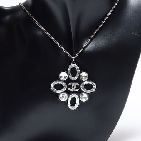 CHANEL Rhinestone COCO Mark 16P Necklace black WS14240