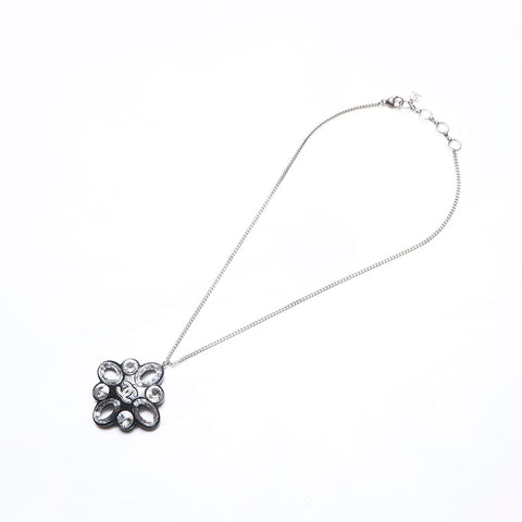 CHANEL Rhinestone COCO Mark 16P Necklace black WS14240