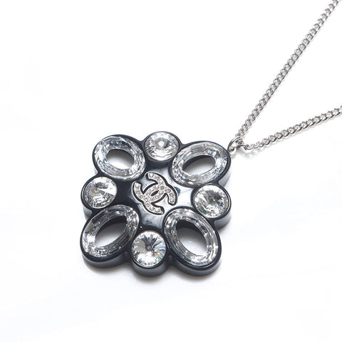 CHANEL Rhinestone COCO Mark 16P Necklace black WS14240