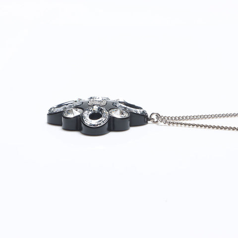 CHANEL Rhinestone COCO Mark 16P Necklace black WS14240