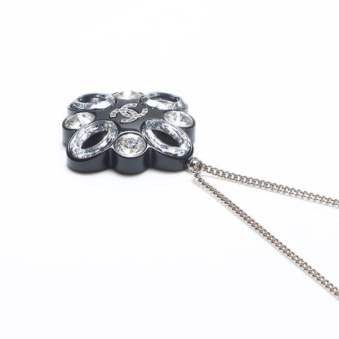 CHANEL Rhinestone COCO Mark 16P Necklace black WS14240