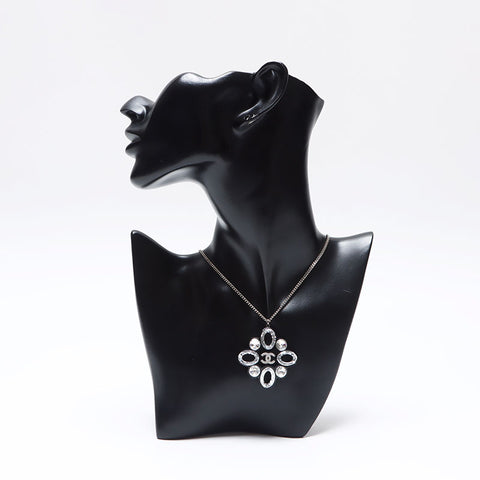 CHANEL Rhinestone COCO Mark 16P Necklace black WS14240