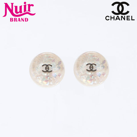 CHANEL 99A 1999 COCO Mark Button Round Earring white WS14242