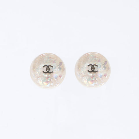 CHANEL 99A 1999 COCO Mark Button Round Earring white WS14242