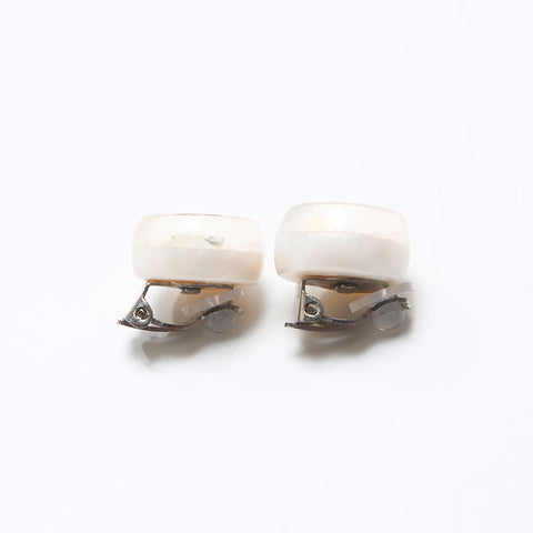 CHANEL 99A 1999 COCO Mark Button Round Earring white WS14242