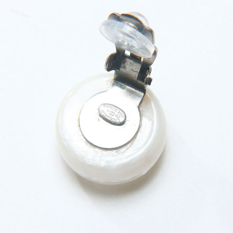 CHANEL 99A 1999 COCO Mark Button Round Earring white WS14242