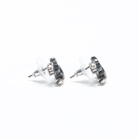 CHANEL 14P 2014 Mini COCO Mark Rhinestone Pierce Silver WS14251