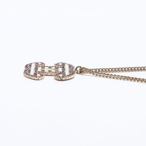 CHANEL 05P Big COCO Mark Border Necklace Silver WS14252