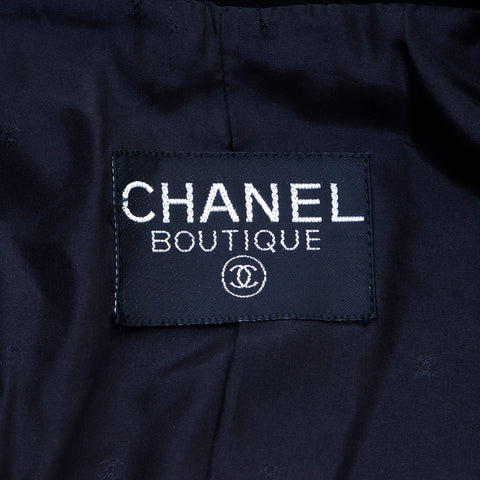 Chanel costume veste jupe bouton de camélia set noir ws1425