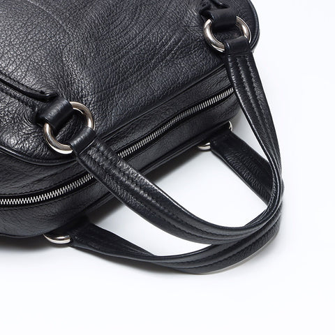 CELINE Triomphe Leather Logo Boston Bag Handbag black WS14261