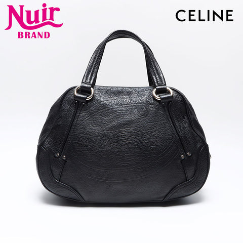 CELINE Triomphe Leather Logo Boston Bag Handbag black WS14261
