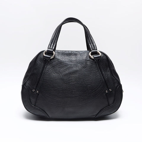 CELINE Triomphe Leather Logo Boston Bag Handbag black WS14261