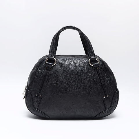 CELINE Triomphe Leather Logo Boston Bag Handbag black WS14261