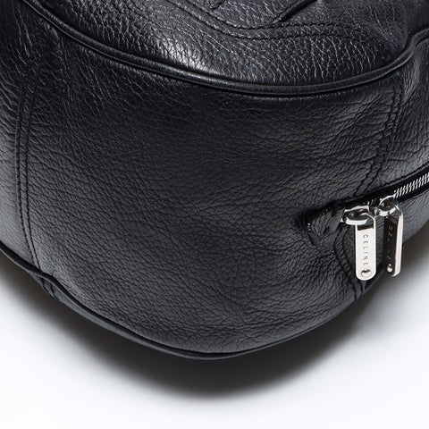 CELINE Triomphe Leather Logo Boston Bag Handbag black WS14261