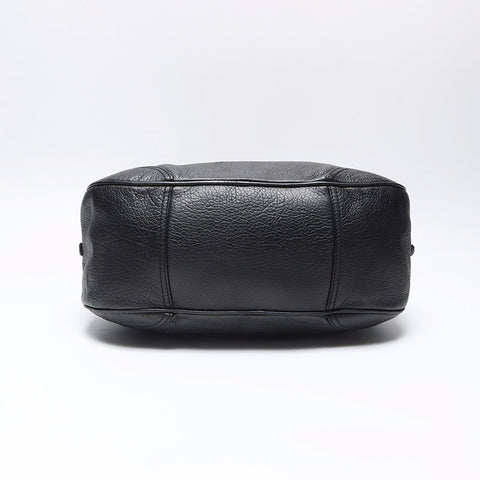 CELINE Triomphe Leather Logo Boston Bag Handbag black WS14261