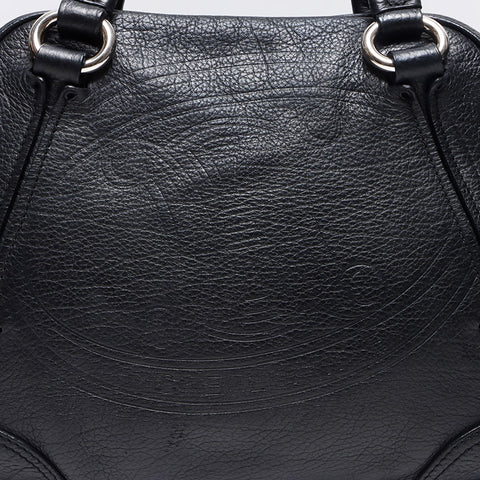 CELINE Triomphe Leather Logo Boston Bag Handbag black WS14261