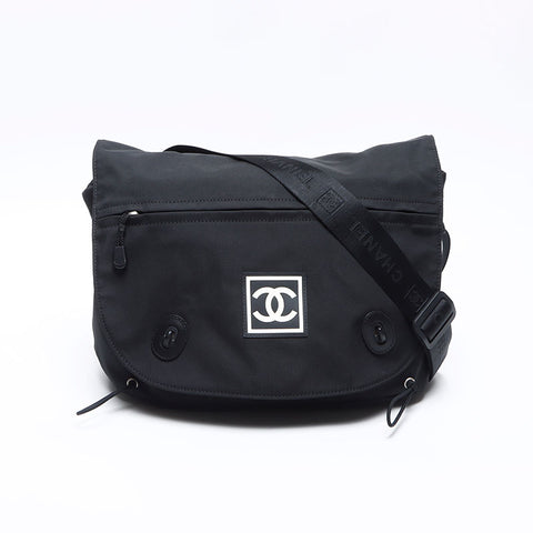 シャネル CHANEL 2003-2004 スポーツライン ナイロン メッセンジャーバッグ ショルダーバッグ ブラック WS14262