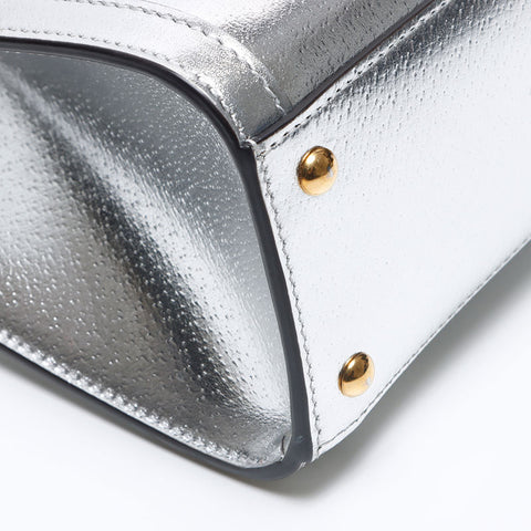 GUCCI Diana Mini Tote Bamboo Shoulder Bag Silver WS14263