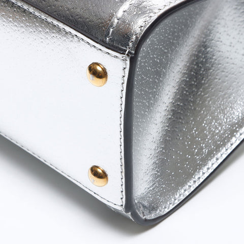 GUCCI Diana Mini Tote Bamboo Shoulder Bag Silver WS14263