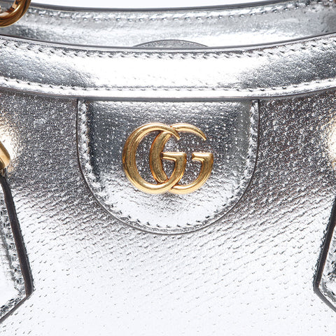 GUCCI Diana Mini Tote Bamboo Shoulder Bag Silver WS14263